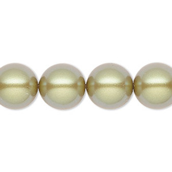 Pearl, Preciosa Czech crystal, pearlescent khaki, 12mm round. Sold per pkg of 10.