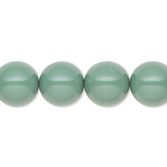 Pearl, Preciosa Czech crystal, sage green, 12mm round. Sold per pkg of 10.