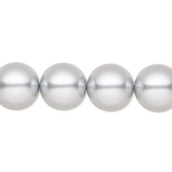 Pearl, Preciosa Czech crystal, light grey, 12mm round. Sold per pkg of 10.