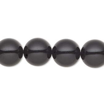 Pearl, Preciosa Czech crystal, magic black, 12mm round. Sold per pkg of 10.