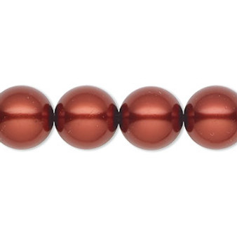 Pearl, Preciosa Czech crystal, dark copper, 12mm round. Sold per pkg of 10.