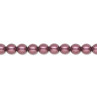 Pearl, Preciosa Czech crystal, light burgundy, 5mm round. Sold per pkg of 50.