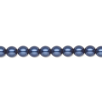 Pearl, Preciosa Czech crystal, blue, 5mm round. Sold per pkg of 50.