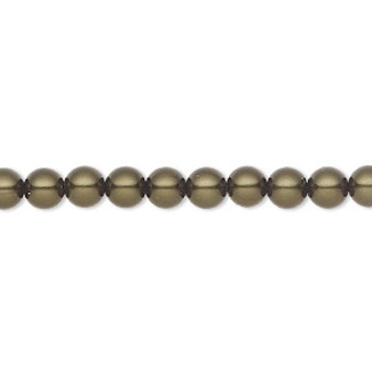 Pearl, Preciosa Czech crystal, dark green, 5mm round. Sold per pkg of 50.