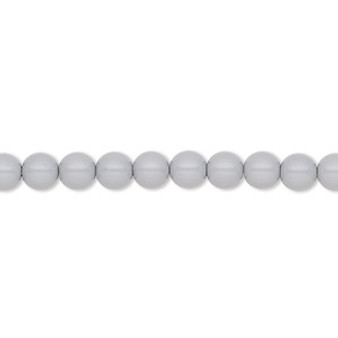 Pearl, Preciosa Czech crystal, ceramic grey, 5mm round. Sold per pkg of 50.