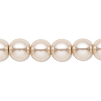 Bead, Celestial Crystal®, crystal pearl, beige, 10mm round. Sold per pkg of (2) 15-1/2" to 16" strands, approximately 80 beads.