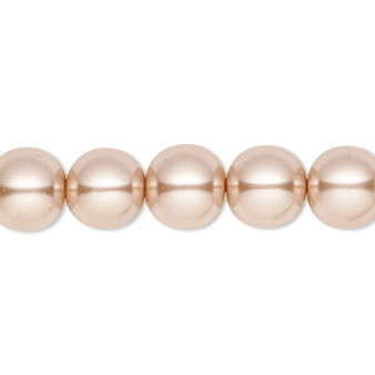 Bead, Celestial Crystal®, crystal pearl, champagne, 10mm round. Sold per pkg of (2) 15-1/2" to 16" strands, approximately 80 beads.