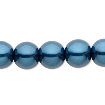 Bead, Celestial Crystal®, crystal pearl, teal, 12mm round. Sold per 15-1/2" to 16" strand, approximately 30 beads.