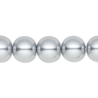 Bead, Celestial Crystal®, crystal pearl, silver, 12mm round. Sold per 15-1/2" to 16" strand, approximately 30 beads.