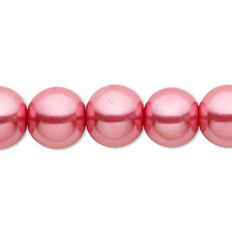 Bead, Celestial Crystal®, crystal pearl, bright pink, 12mm round. Sold per 15-1/2" to 16" strand, approximately 30 beads.