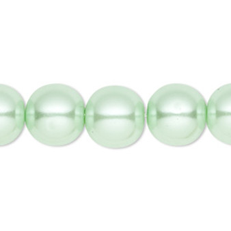 Bead, Celestial Crystal®, crystal pearl, light green, 12mm round. Sold per 15-1/2" to 16" strand, approximately 30 beads.