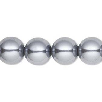 Bead, Celestial Crystal®, crystal pearl, pewter, 12mm round. Sold per 15-1/2" to 16" strand, approximately 30 beads.