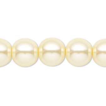 Bead, Celestial Crystal®, crystal pearl, light yellow, 12mm round. Sold per 15-1/2" to 16" strand, approximately 30 beads.