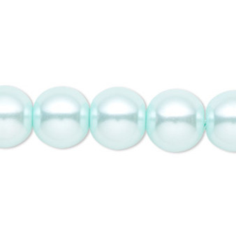 Bead, Celestial Crystal®, crystal pearl, light blue, 12mm round. Sold per 15-1/2" to 16" strand, approximately 30 beads.