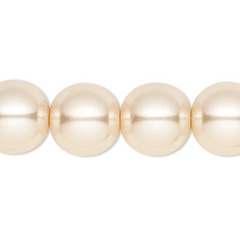Bead, Celestial Crystal®, crystal pearl, cream, 14mm round. Sold per 15-1/2" to 16" strand, approximately 25 beads.