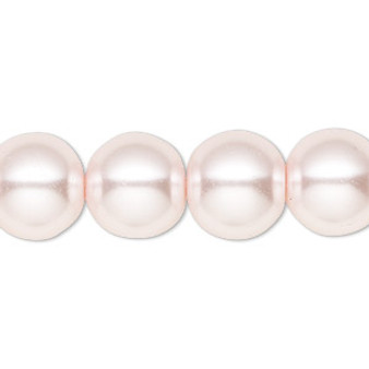 Bead, Celestial Crystal®, crystal pearl, light pink, 14mm round. Sold per 15-1/2" to 16" strand, approximately 25 beads.