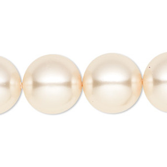 Bead, Celestial Crystal®, crystal pearl, cream, 16mm round. Sold per 15-1/2" to 16" strand, approximately 25 beads.