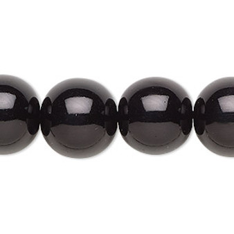 Bead, Celestial Crystal®, crystal pearl, black, 16mm round. Sold per 15-1/2" to 16" strand, approximately 25 beads.