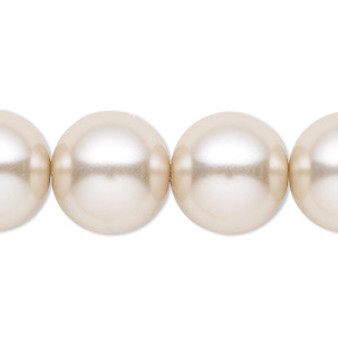 Bead, Celestial Crystal®, crystal pearl, beige, 16mm round. Sold per 15-1/2" to 16" strand, approximately 25 beads.