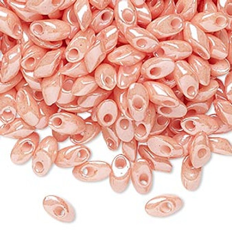 Seed bead, Miyuki, glass, opaque luster light salmon, (LMA429), 7x4mm long magatama. Sold per 50-gram pkg.