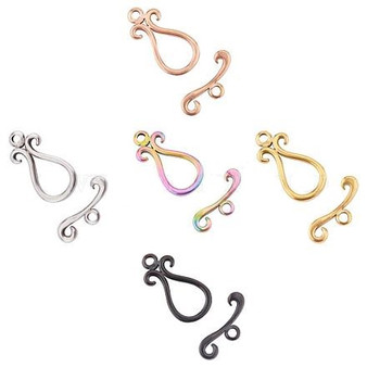 Vacuum Plating 304 Stainless Steel - Toggle Clasps, Teardrop, 5 colours, 1 set/colour, 5 sets/box
