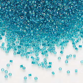 DB2380 - 11/0 - Miyuki Delica - Translucent Teal Lined Luster Clear - 7.5gms - Cylinder Seed Beads