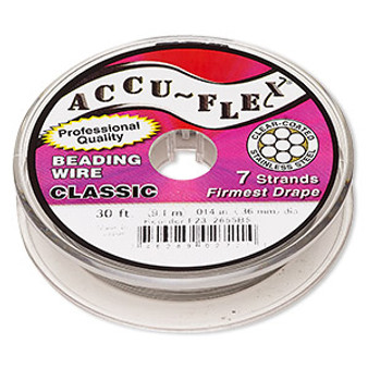 Beading wire, Accu-Flex®, nylon and stainless steel, clear, 7 strand, 0.014-inch diameter. Sold per 30-foot spool.