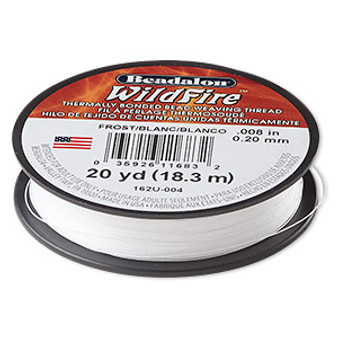 Thread, Beadalon® WildFire™, polyester and plastic, frost, 0.2mm with bonded coating, 15-pound test. Sold per 20-yard spool.