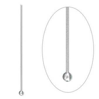 Head pin, stainless steel, 1-1/2 inches with 2mm ball, 24 gauge. Sold per pkg of 50.