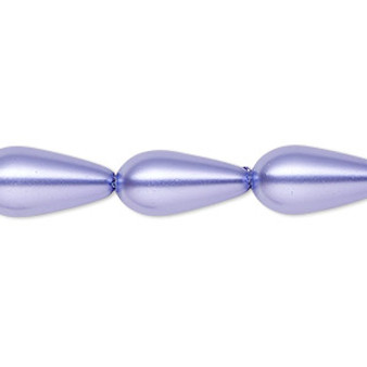 Bead, Celestial Crystal®, crystal pearl, violet, 15x8mm teardrop. Sold per 15-1/2" to 16" strand, approximately 25 beads.