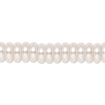 Bead, Celestial Crystal®, crystal pearl, light pink, 8x3mm rondelle. Sold per 15-1/2" to 16" strand, approximately 120 beads.