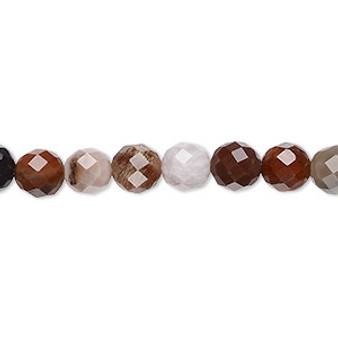 Bead, petrified wood (natural), 6mm faceted round, B grade, Mohs hardness 6-1/2 to 7. Sold per 15-1/2" to 16" strand.