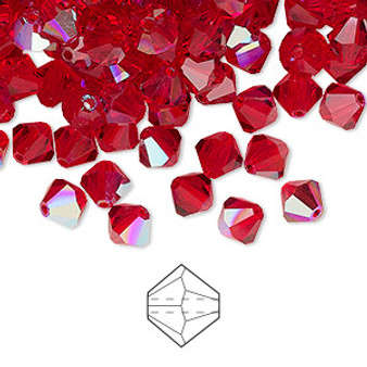 6mm - Preciosa Czech - Light Siam Glitter - 144pk - Faceted Bicone Crystal