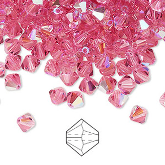 5mm - Preciosa Czech - Rose Glitter - 24pk - Faceted Bicone Crystal