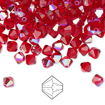 5mm - Preciosa Czech - Light Siam Glitter - 24pk - Faceted Bicone Crystal