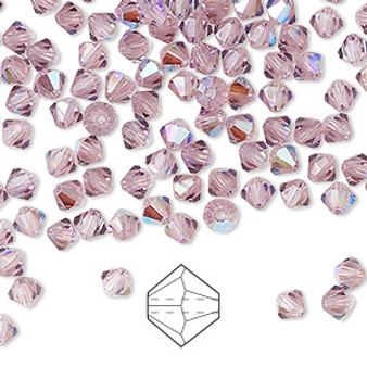 4mm - Preciosa Czech - Light Amethyst Glitter - 144pk - Faceted Bicone Crystal
