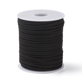 Faux Suede Cord, Black, 2.5x2mm, about 50 Yards(45m)/Roll