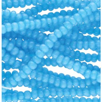 Seed bead, Preciosa Ornela, Czech glass, Aqua Opal Solgel (02634), #8 round. Sold per half hank.