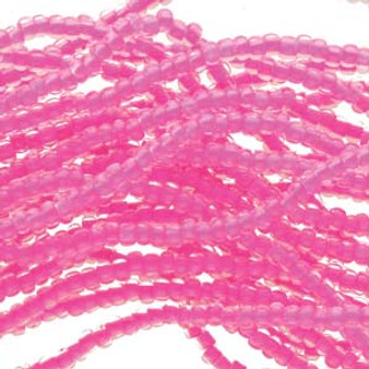 Seed bead, Preciosa Ornela, Czech glass, Crystal Neon Pink Lined (08777), #8 round. Sold per half hank.