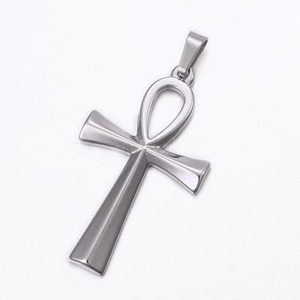 1 x 304 Stainless Steel Pendants, Ankh Cross, Easter, 44.5x25.5x3mm, Hole: 8x4mm