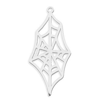 5 x 201 Stainless Steel Pendants, Laser Cut, Spider Web, 38x18x1mm, Hole: 1.5mm