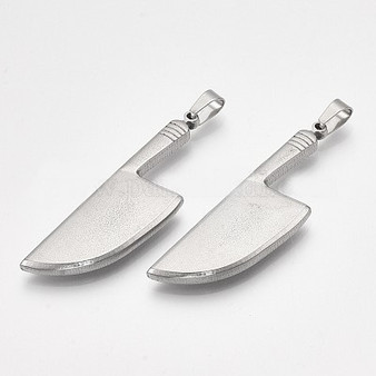 2 x 304 Stainless Steel Big Pendants, Kitchen Knife Shape, 53x16.5x4mm, Hole: 6.5x4mm