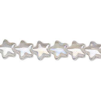 Bead, pressed glass, translucent clear AB, 8mm star. Sold per 15-1/2" to 16" strand.