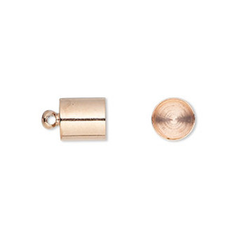Cord end, glue-in, copper-plated brass, 8.5x8mm, approximately 7.4mm inside diameter. Sold per pkg of 10.