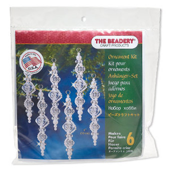 Ornament kit, The Beadery®, plastic, clear and pearl, ice drops (7003). Sold individually.