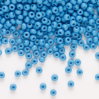 Seed bead, Preciosa Ornela, glass, opaque turquoise (63050), #8 rocaille. Sold per 50-gram pkg.