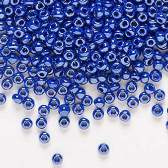 Seed bead, Preciosa Ornela, Czech glass, opaque blue luster, #8 rocaille. Sold per 50-gram pkg.