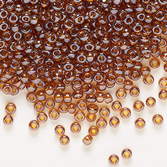 Seed bead, Preciosa Ornela, Czech glass, translucent topaz luster, #8 rocaille. Sold per 50-gram pkg.