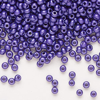 Seed bead, Preciosa Ornela, Czech glass, opaque chalkwhite PermaLux dyed lilac, #8 rocaille. Sold per 50-gram pkg.