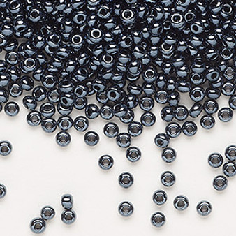 Seed bead, Preciosa Ornela, Czech glass, opaque hematite black, #8 rocaille. Sold per 50-gram pkg.